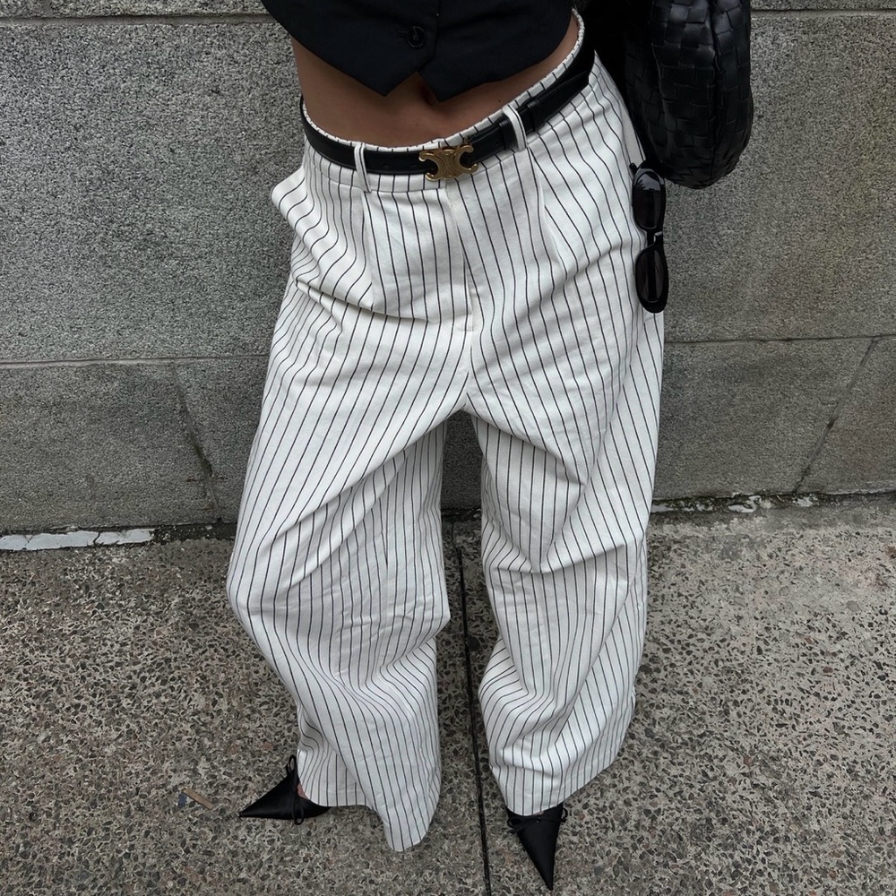 THE FRANKIE SHOP Striped Wide-Leg Pants